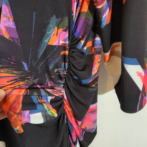 Tahari Multicolored Butterfly Print Side Ruched Sundress Sz 22W Stretchy - Picture 6 of 12